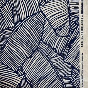 2 Yards Fabric, Brunschwig & Fils “Les Palmiers” Blue and White Fabric.